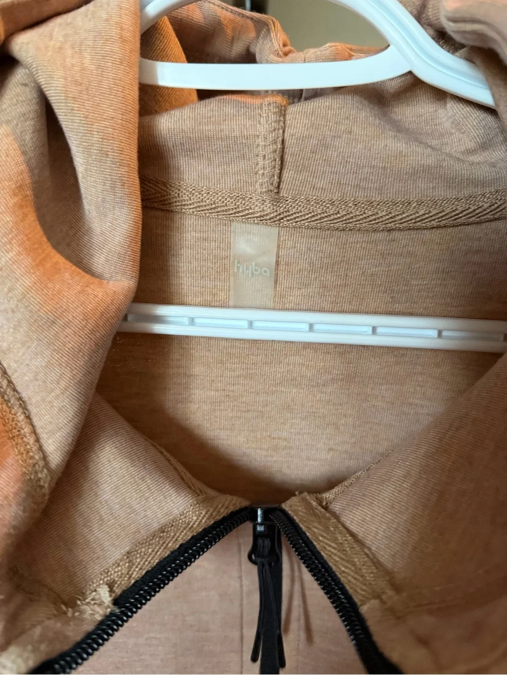 Everyday Zip-Front Hoodie Sweater in Light Tan - Picture 3 of 3